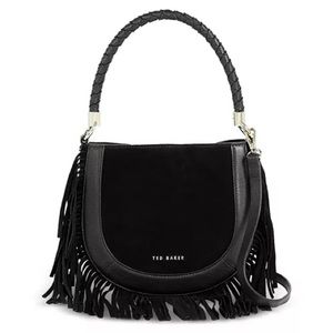 Ted Baker | Black | Pinya Mini Fringe Leather Hobo Bag